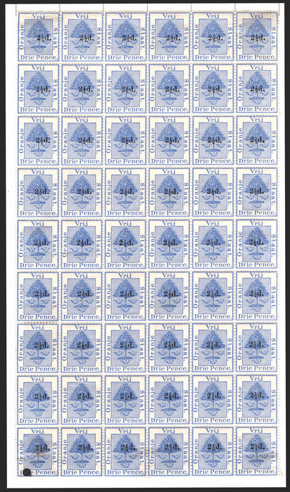 South Africa Orange Free State 1892 2½d on 3d ultramarine, SG67