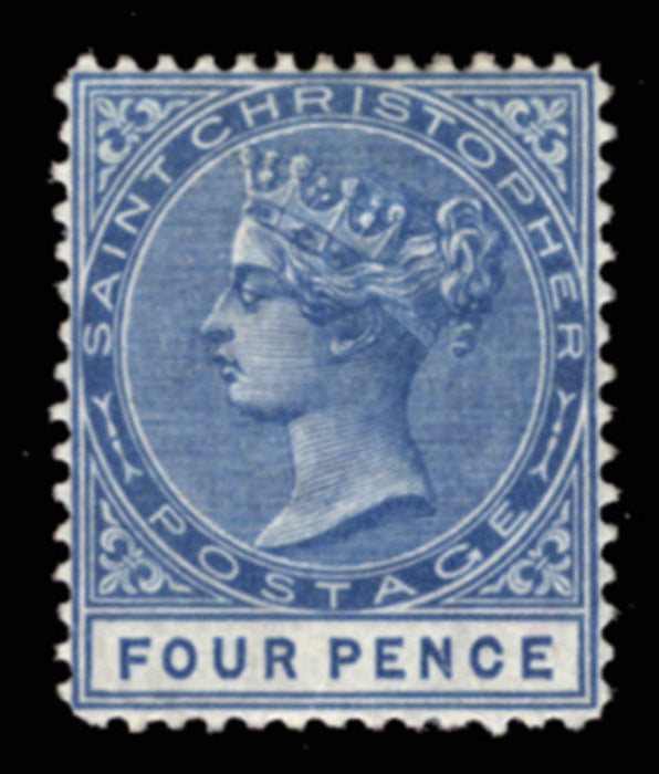 St. Christopher 1870-79 4d blue, SG8w