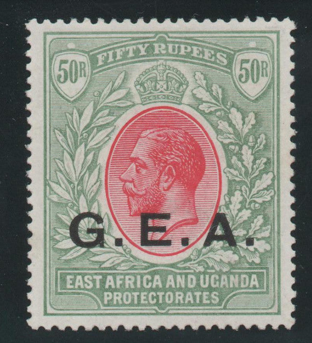 Tanganyika 1917-21 "German East Africa" 50r carmine and green, watermark MCA