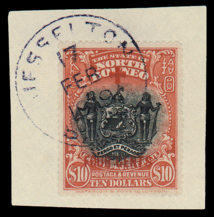 North Borneo 1918 (Oct) Red Cross $10 + 4c brick-red, SG252