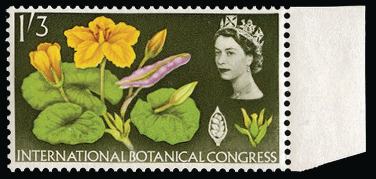Great Britain 1964 1s3d Fringed Water Lilly (watermark inverted). SG658wi.