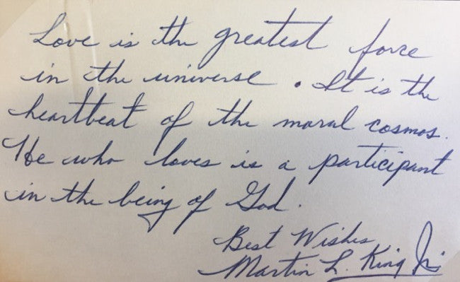 Martin Luther King Jr signed and inscribed card