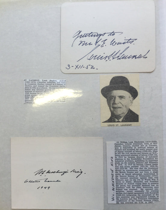Canadian politician autographs