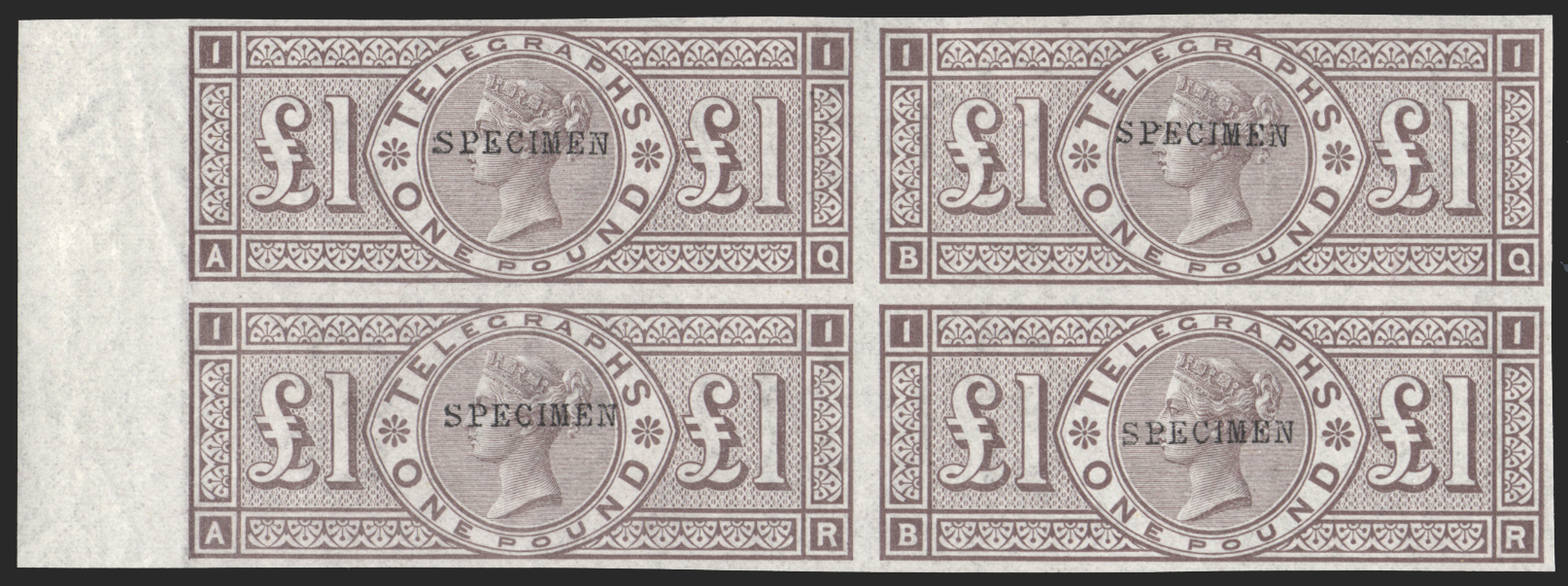Great Britain 1877 £1 brown lilac Telegraphs, "SPECIMEN", SGT17var