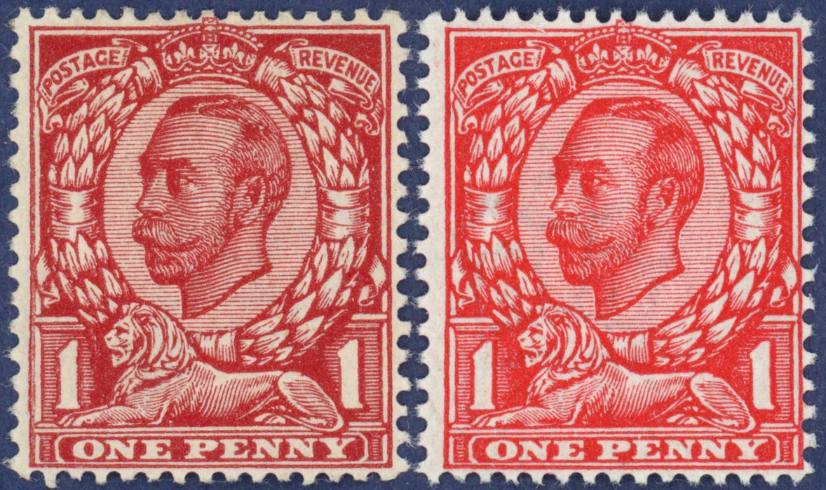 Great Britain 1911 1d scarlet (Die 2) colour trial, SG342var