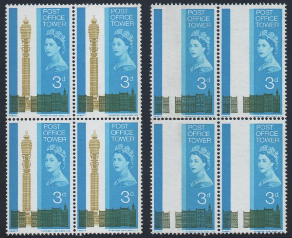 Great Britain 1965 3d. Olive-yellow (Tower) omitted, Unmounted Mint SG679a