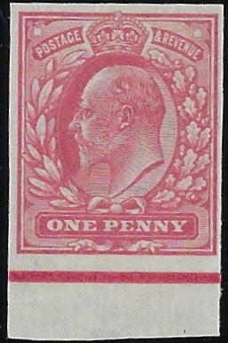 Great Britain 1906 1d imperforate colour trial, SG219var