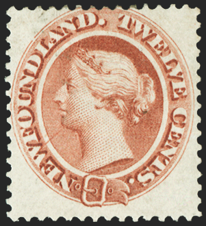 Newfoundland 1865-71 12c chestnut variety, SG33var