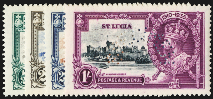 ST LUCIA 1935 Silver Jubilee set of 4 to 1s SPECIMENS, SG109s/12s