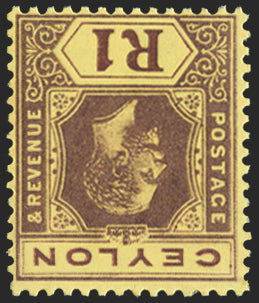 CEYLON 1912-25 1r purple/orange-buff variety, SG315cw