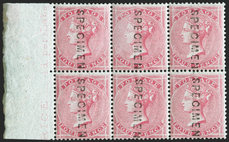 Great Britain 1856 4d carmine SPECIMEN, SG63s