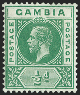 GAMBIA 1912-22 ½d green, variety, SG86c