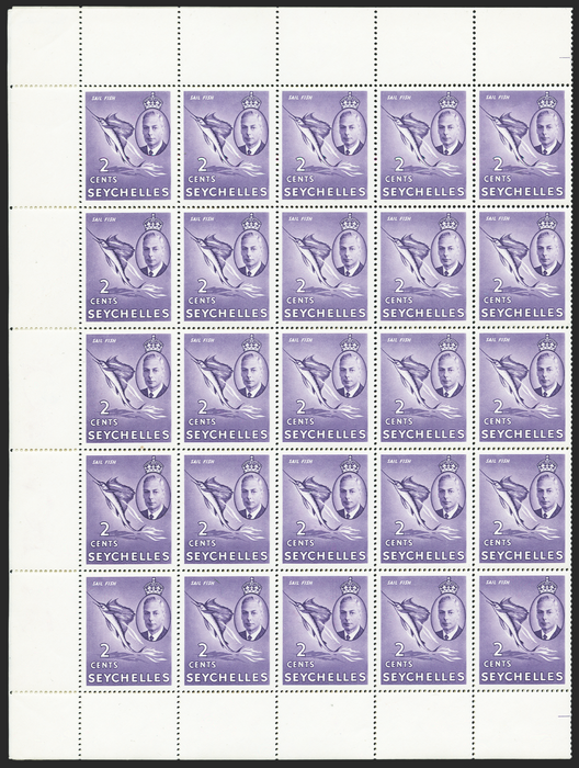 SEYCHELLES 1952 2c lilac error, SG158a