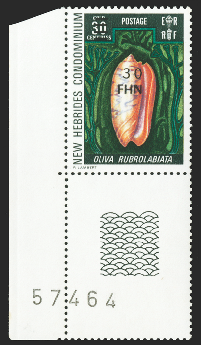 NEW HEBRIDES 1977-78 30f on 30c 'Shell' error, SG237a