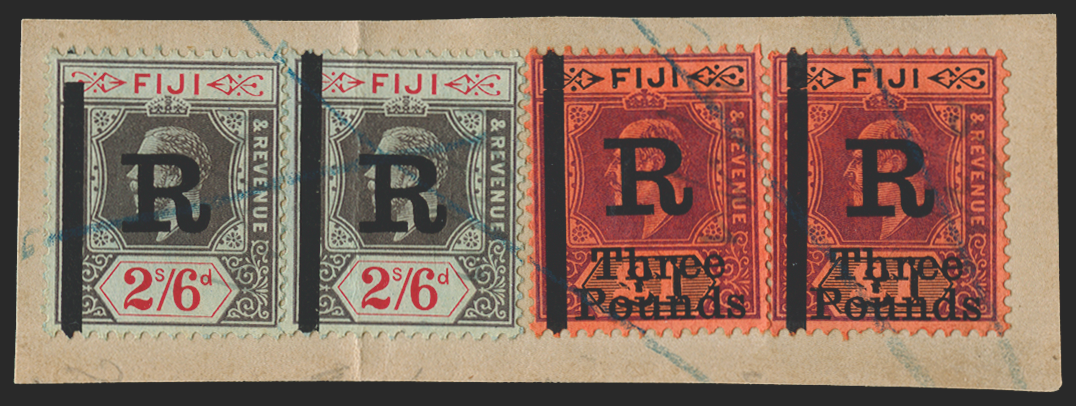 FIJI 1912 £3 on £1 purple and black/red REVENUES