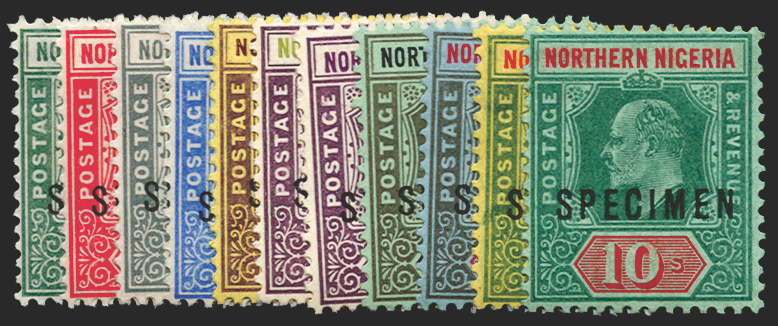 NORTHERN NIGERIA 1910-11 set of 11 to 10s SPECIMEN, SG28s/39s