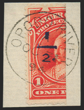 NIGER COAST 1894 '½' on left half of 1d vermilion, SG63