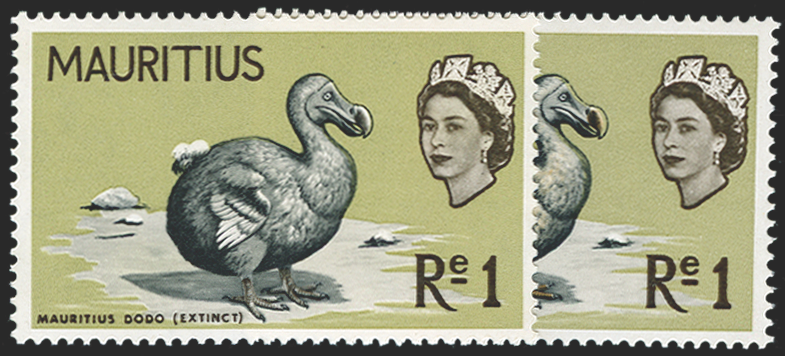 MAURITIUS 1965 Birds 1r light yellow-olive error, SG328a