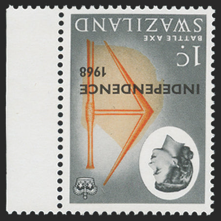 SWAZILAND 1968 Independence 1c yellow-orange and black, variety, SG143w