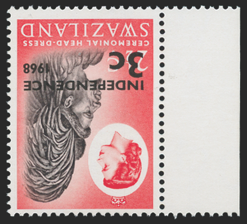 SWAZILAND 1968 Independence 3c on 2½c black and vermilion, variety, SG146w