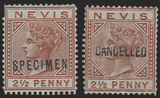 NEVIS 1879-80 2½d red-brown Specimens, SG24