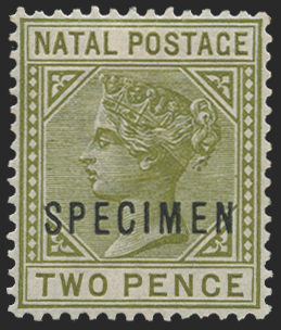 South Africa Natal 1887-89 2d olive-green SPECIMEN, SG106s