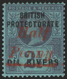 Niger Coast 1893 ½d on 2½d purple/blue, SG25