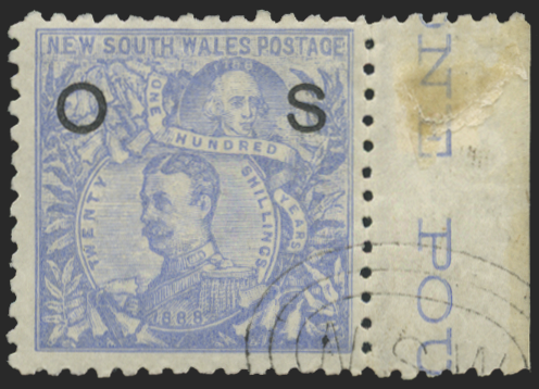 Australia New South Wales 1890-91 20s cobalt-blue Official, SGO50