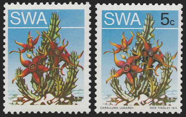 SOUTH WEST AFRICA 1973-79 Succulents 5c error, SG245a