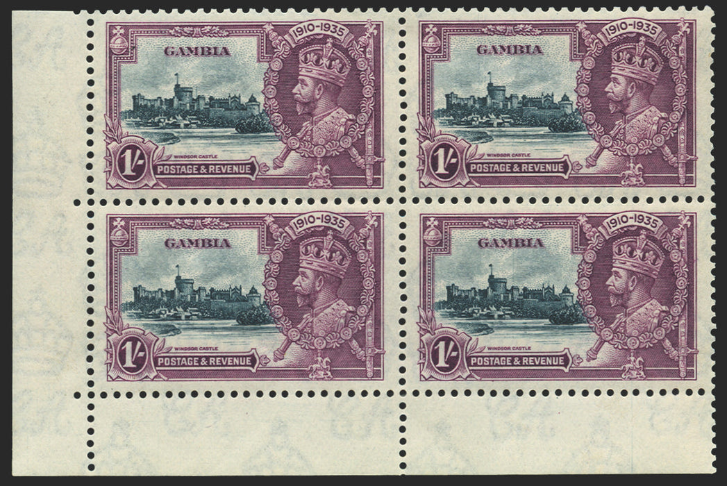 Gambia 1935 Silver Jubilee 1s slate and purple, variety, SG146/a