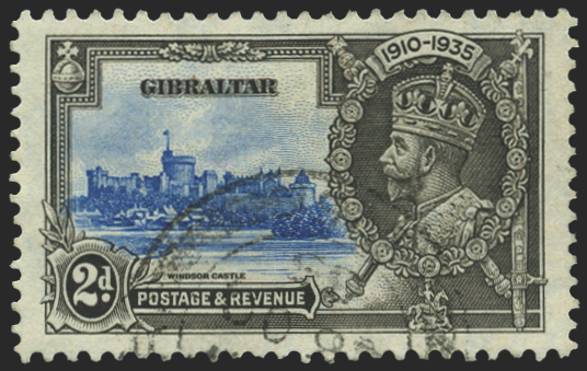 Gibraltar 1935 Silver Jubilee 2d ultramarine and grey-black variety, SG114d