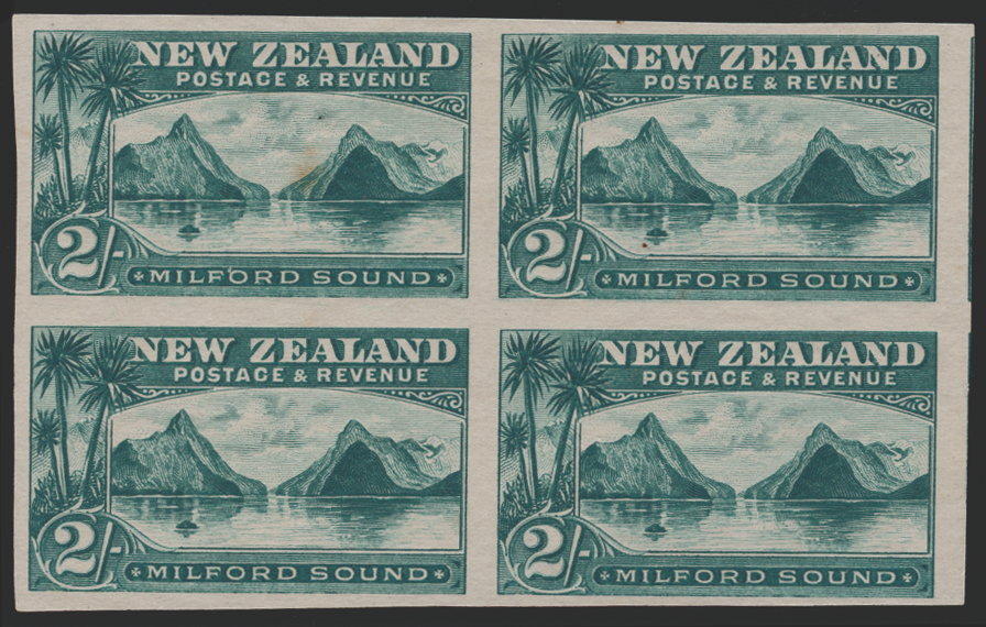 New Zealand 1899-1903 2s blue-green plate proof, SG269