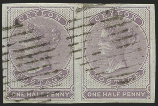 Ceylon 1857-64 ½d reddish lilac on blue glazed paper, SG16