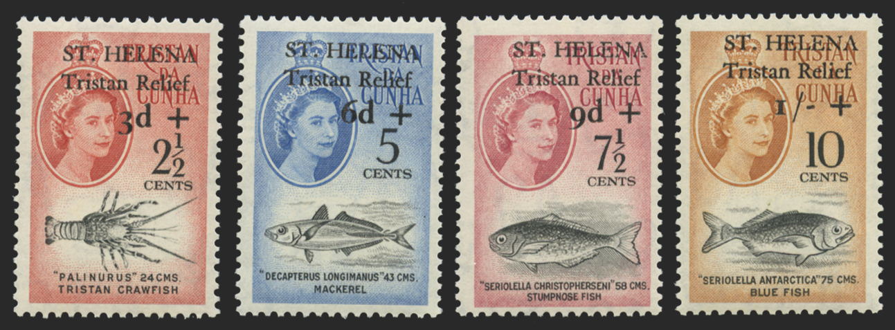 ST HELENA 1961 TRISTAN RELIEF FUND SET OF 4 U/M, SG172/75