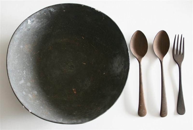 Mahatma Gandhi's personal food bowl, fork and spoons