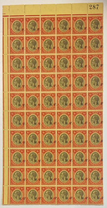 Tanganyika 1916 4d black and red on yellow paper, SGN4