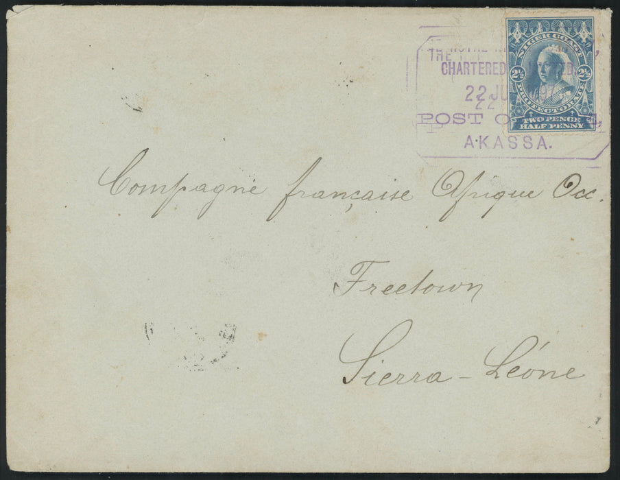 Niger Company Territories 1897 cover from Akassa to Freetown, SG54b