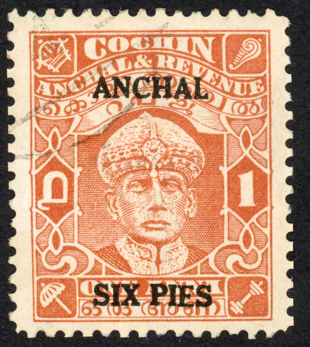 I.F.S. COCHIN 1942-4 6p on 1a brown-orange, SG81