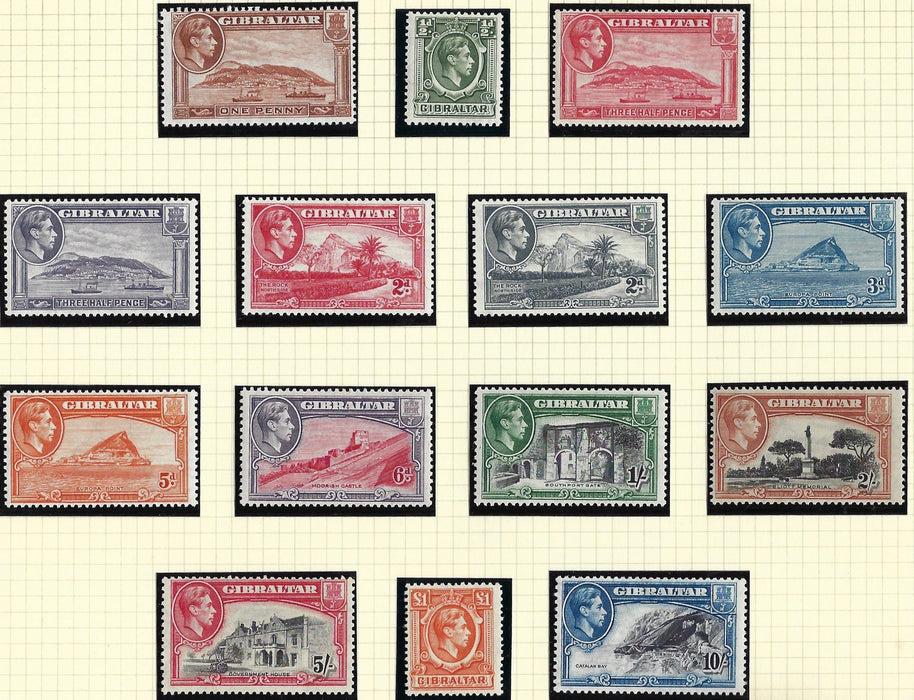 Gibraltar 1938-51 King George VI set of 14, SG121/131.