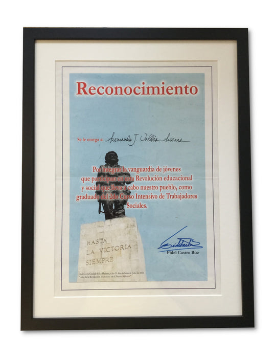 Fidel Castro signed certificate