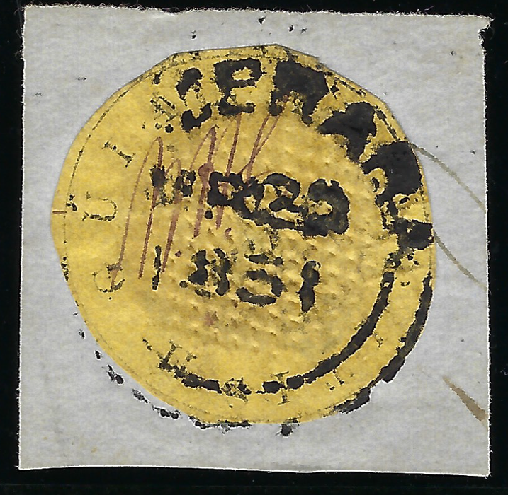 British Guiana, Used 1850-51 4c black on orange "Cottonreel', SG2