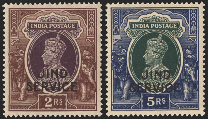 I.C.S. JIND 1939-43 2r and 5r 'JIND SERVICE' Officials, SGO84/5