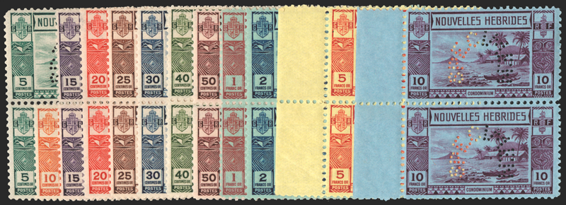 NEW HEBRIDES 1938 French Gold Currency set of 12 to 10f Specimens, SGF53s/64s