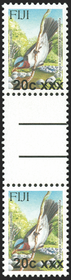 FIJI 2006-08 Local provisional 20c on 6c 'Flycatcher' error, SGF1335