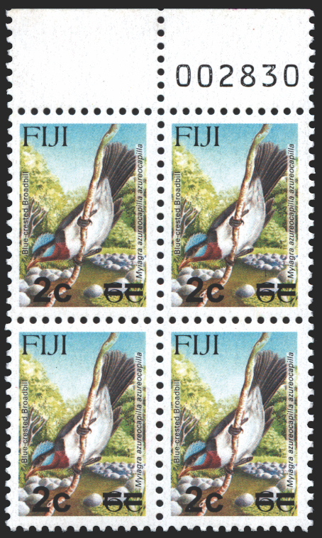 FIJI 2006-08 Local provisional 2c on 6c 'Flycatcher' variety, SGF1323