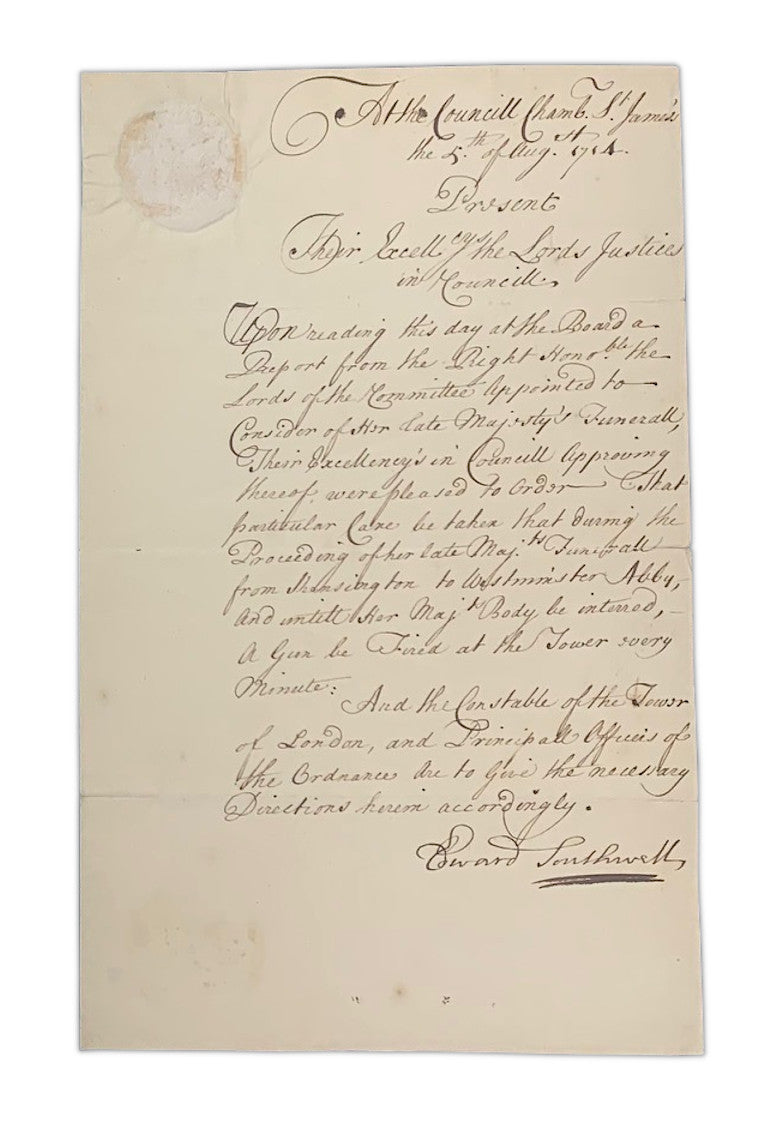 Queen Anne's Funeral - Gun Salute letter