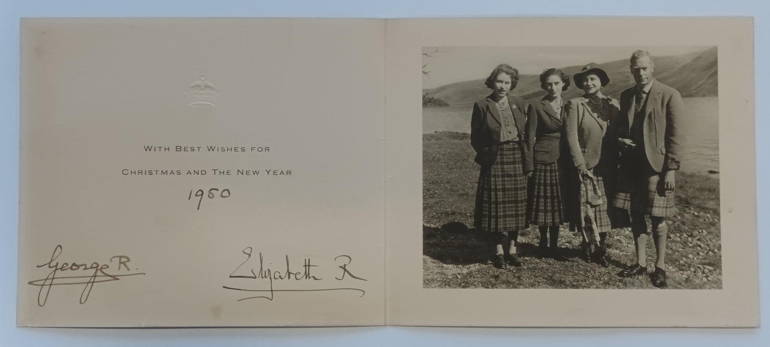 King George VI and Queen Elizabeth 1950 signed Christmas card
