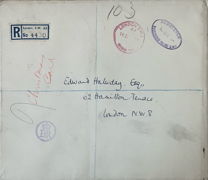 Queen Elizabeth II & Prince Philip signed 1954 Christmas card