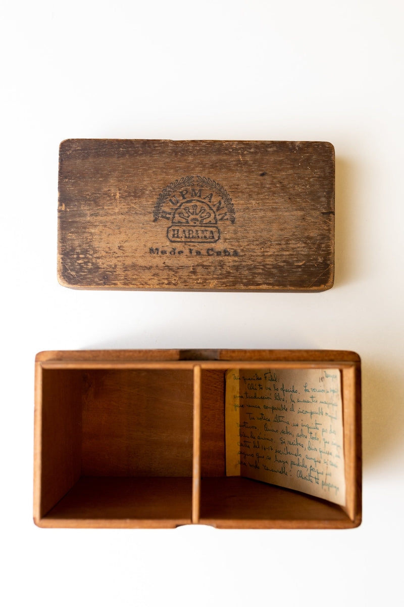 Fidel Castro’s secret message cigar box with hidden doors, used by Castro to organise the Cuban revolution while in prison. Unknown until now.