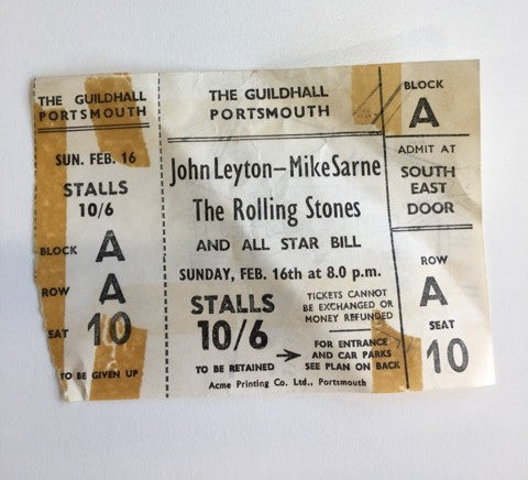 Original Rolling Stones 1964 concert ticket